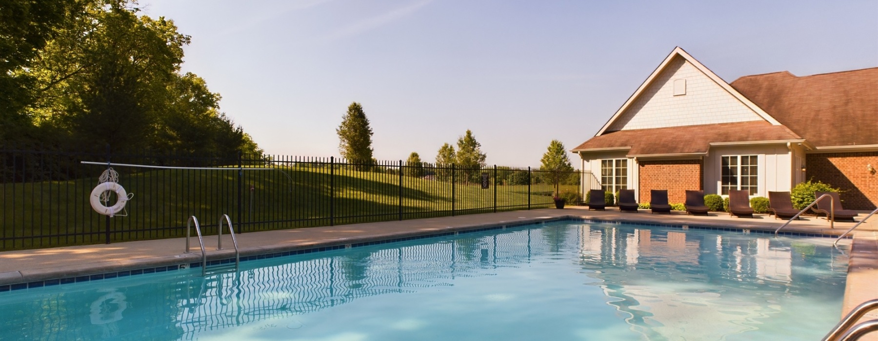 Swimming pool behind community clubhouse