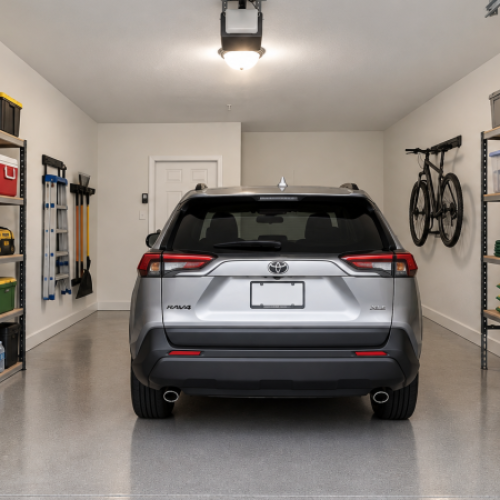 garage attached to the apartment building