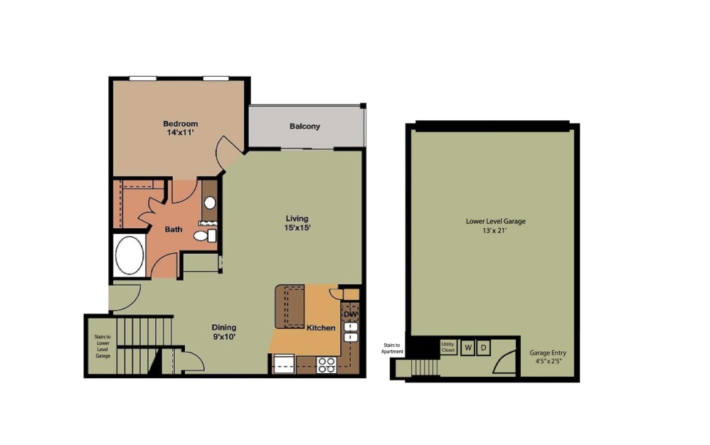 Franklin II - 1 bedroom floorplan layout with 1 bathroom and 915 square feet Franklin II - 1 bedroom floorplan layout with 1 bathroom and 915 square feet