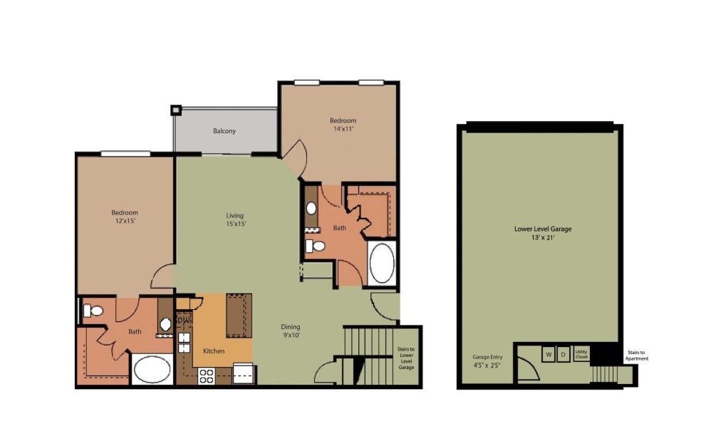 Gradison II - 2 bedroom floorplan layout with 2 bathrooms and 1221 square feet Gradison II - 2 bedroom floorplan layout with 2 bathrooms and 1221 square feet